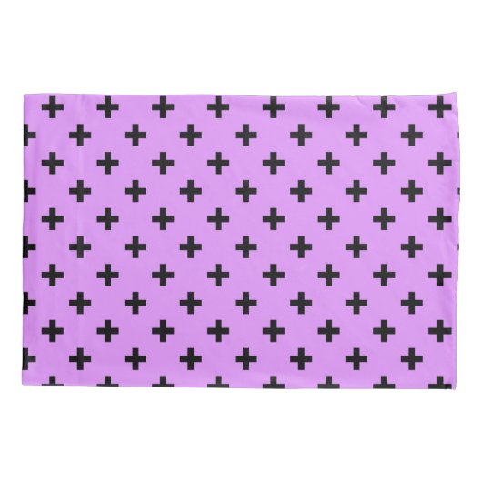 Zwarte polka kruist lila kussensloop (Achterkant)