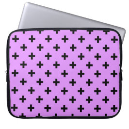 Zwarte polka kruist lila laptop sleeve