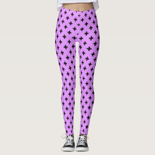 Zwarte polka kruist lila leggings
