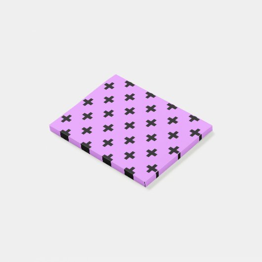 Zwarte polka kruist lila post-it® notes (Schuin)