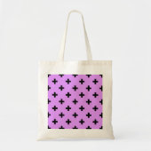 Zwarte polka kruist lila tote bag (Voorkant)