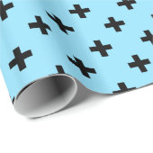 Zwarte polka kruist op babyblauw cadeaupapier (Rol Hoek)