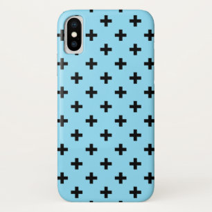 Zwarte polka kruist op babyblauw Case-Mate iPhone case