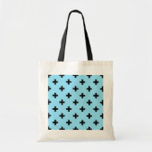 Zwarte polka kruist op babyblauw tote bag (Voorkant)