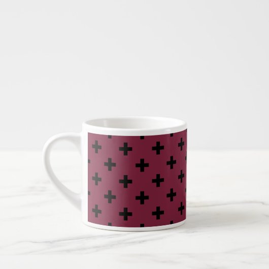 Zwarte polka kruist op moerbei espresso kop (Links)