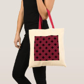 Zwarte polka kruist op moerbei tote bag (Voorkant (product))