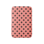 Zwarte polka kruist op perziken badmat (Voorkant Verticaal)