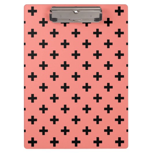 Zwarte polka kruist op perziken klembord (Voorkant)