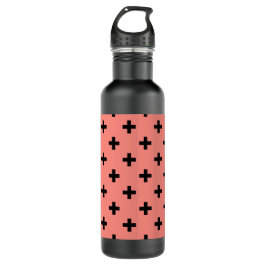 Zwarte polka kruist op perziken waterfles 