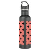 Zwarte polka kruist op perziken waterfles  (Achterkant)