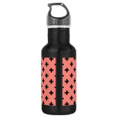 Zwarte polka kruist op perziken waterfles  (Achterkant)
