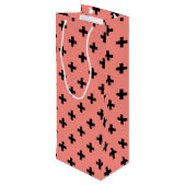 Zwarte polka kruist op perziken wijn cadeautas (Achterkant Gekanteld)