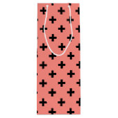 Zwarte polka kruist op perziken wijn cadeautas (Achterkant)