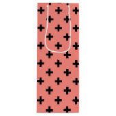 Zwarte polka kruist op perziken wijn cadeautas (Voorkant)