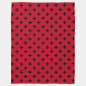 Zwarte polka kruist op rood fleece deken (Voorkant)
