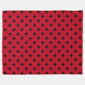 Zwarte polka kruist op rood fleece deken (Voorkant (Horizontaal))