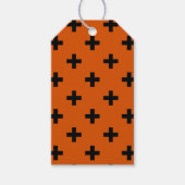 Zwarte polka kruist op sinaasappel cadeaulabel (Voorkant)