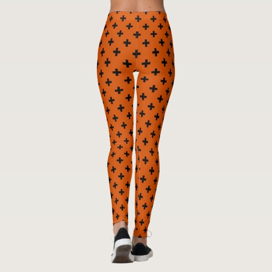 Zwarte polka kruist op sinaasappel leggings (Achterkant)