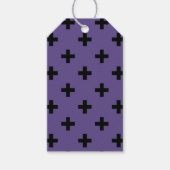 Zwarte polka kruist op ultraviolet cadeaulabel (Voorkant)