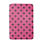 Zwarte polka kruist over fuchsia badmat (Voorkant Verticaal)