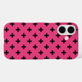 Zwarte polka kruist over fuchsia Case-Mate iPhone case (Achterkant (horizontaal))