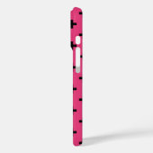 Zwarte polka kruist over fuchsia Case-Mate iPhone case (Achterkant / Links)