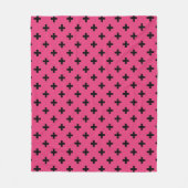 Zwarte polka kruist over fuchsia fleece deken (Voorkant)