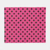 Zwarte polka kruist over fuchsia fleece deken (Voorkant (Horizontaal))