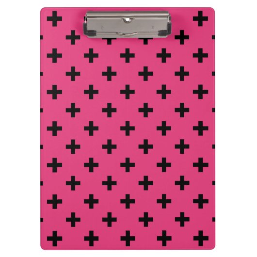 Zwarte polka kruist over fuchsia klembord (Voorkant)