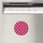 Zwarte polka kruist over fuchsia magneet (Insitu (Vaatwasser))