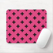 Zwarte polka kruist over fuchsia muismat (Met muis)