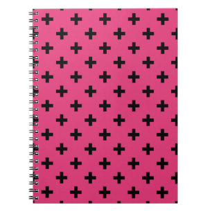 Zwarte polka kruist over fuchsia notitieboek