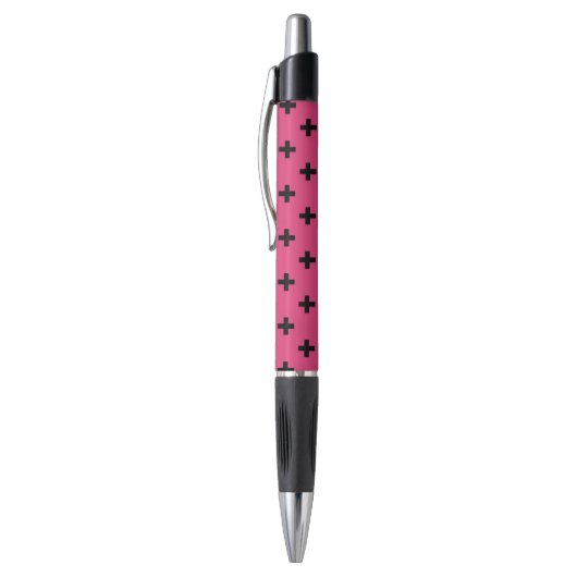 Zwarte polka kruist over fuchsia pen (Top (Verticaal))