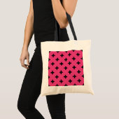 Zwarte polka kruist over fuchsia tote bag (Voorkant (product))