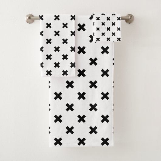 Zwarte polka kruist wit bad handdoek (Insitu)
