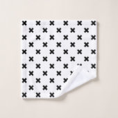 Zwarte polka kruist wit bad handdoek (Wasdoekje)