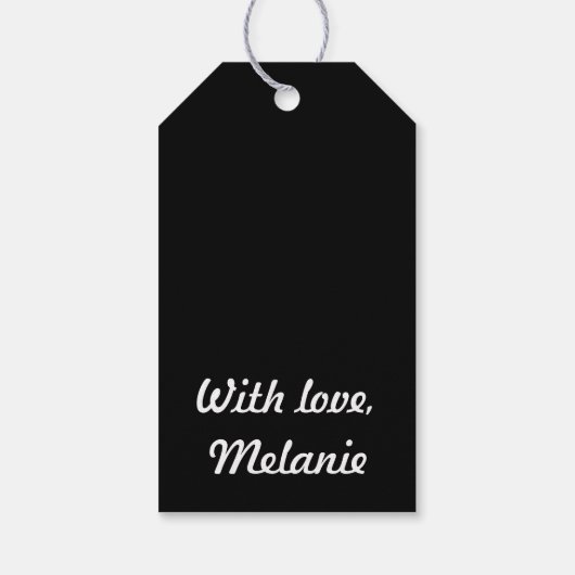 Zwarte polka kruist wit cadeaulabel (Achterkant)