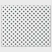 Zwarte polka kruist wit cadeaupapier (Vlak)