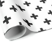 Zwarte polka kruist wit cadeaupapier (Rol Hoek)
