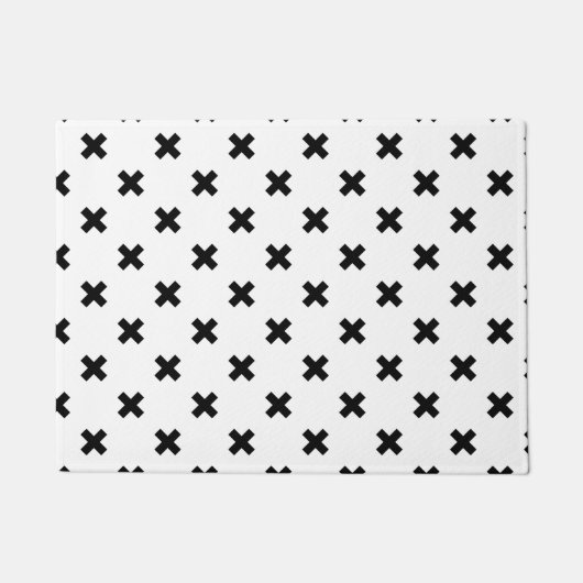 Zwarte polka kruist wit deurmat (Voorkant)