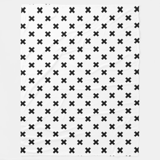 Zwarte polka kruist wit fleece deken (Voorkant)