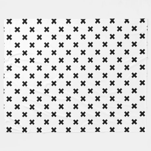 Zwarte polka kruist wit fleece deken (Voorkant (Horizontaal))