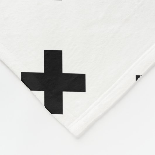 Zwarte polka kruist wit fleece deken (Hoek)