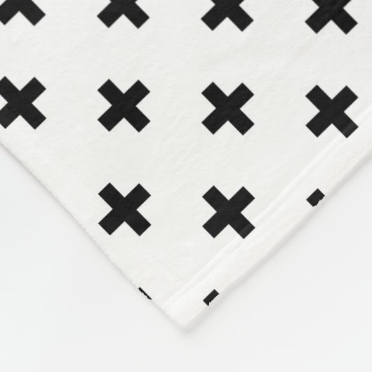 Zwarte polka kruist wit fleece deken (Hoek)