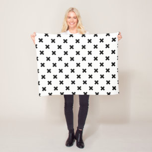 Zwarte polka kruist wit fleece deken