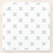 Zwarte polka kruist wit glazen onderzetter (Achterkant)