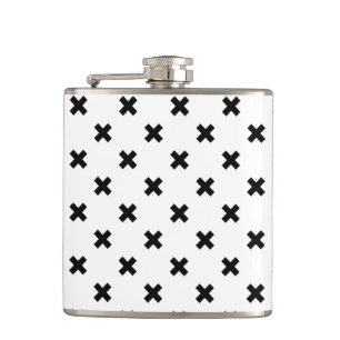 Zwarte polka kruist wit heupfles