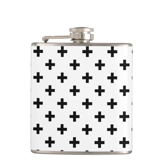 Zwarte polka kruist wit heupfles (Voorkant)