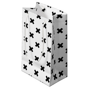 Zwarte polka kruist wit klein cadeauzakje