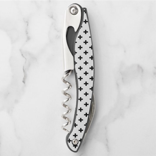 Zwarte polka kruist wit kurkentrekker (Voorkant)